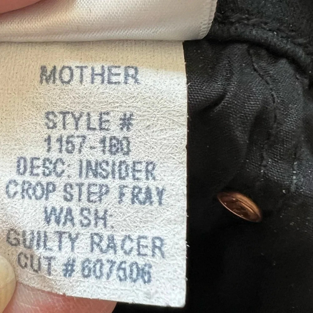 MOTHER Denim Insider Crop Step Fray Jeans Guilty Racer Black Casual Women’s 28 - Picture 14 of 14